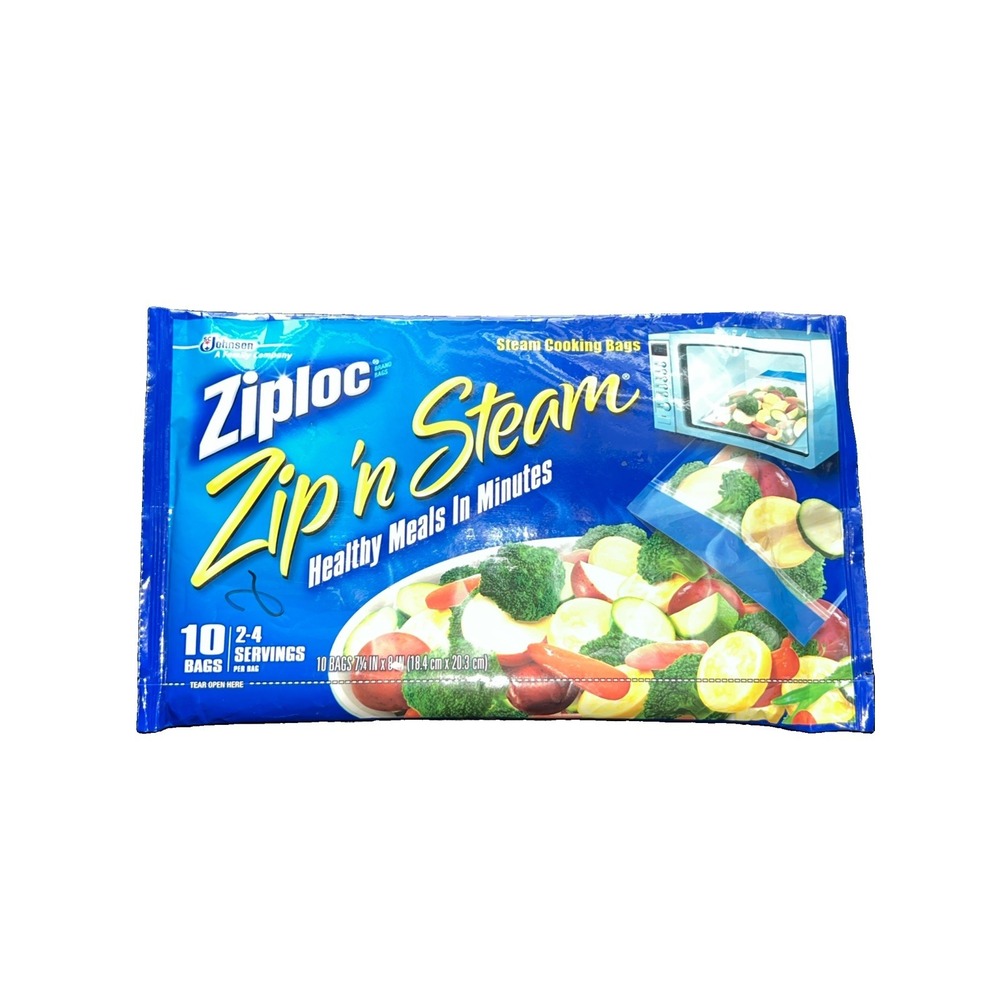 NEW Ziploc Zip'N Steam Medium Cooking Bag 10 Bags 2-4 Servings Discontinued NOS